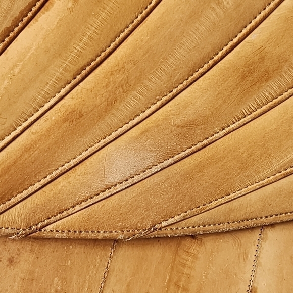 Vintage tan Eel skin leather purse handbag with long removable shoulder strap - Picture 12 of 14